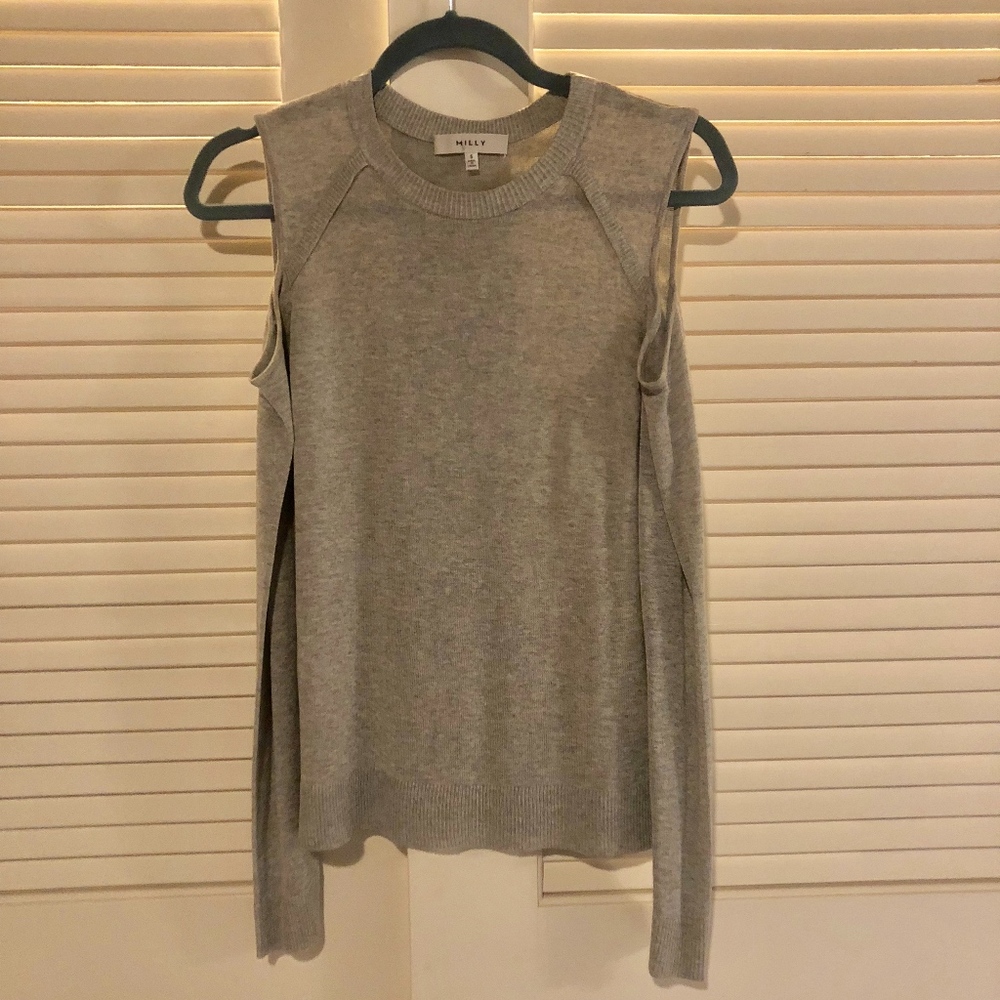 Milly Italian Cut Shoulder Pullover Long-sleeve